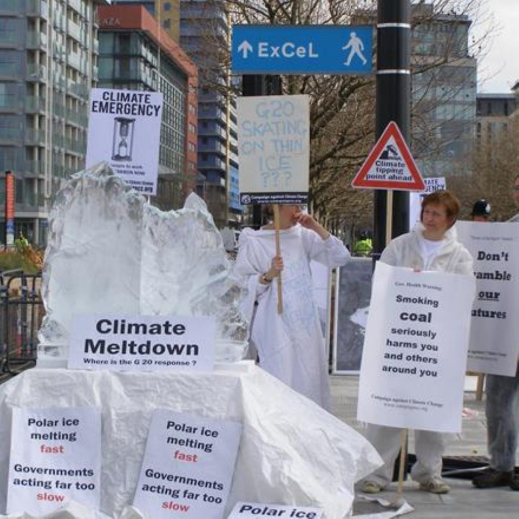 G20 protestors push 'iceberg' to Excel centre