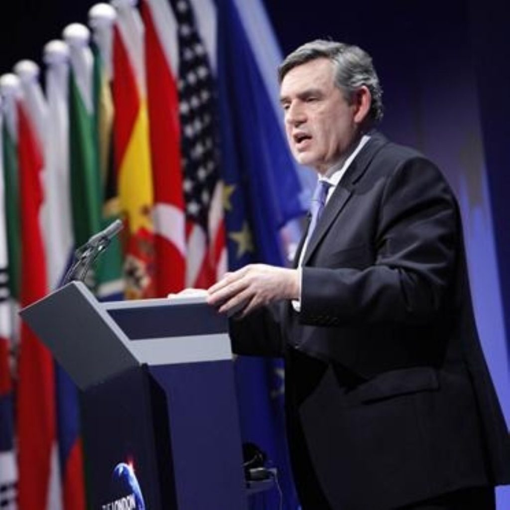 Gordon Brown at the summit yesterday
