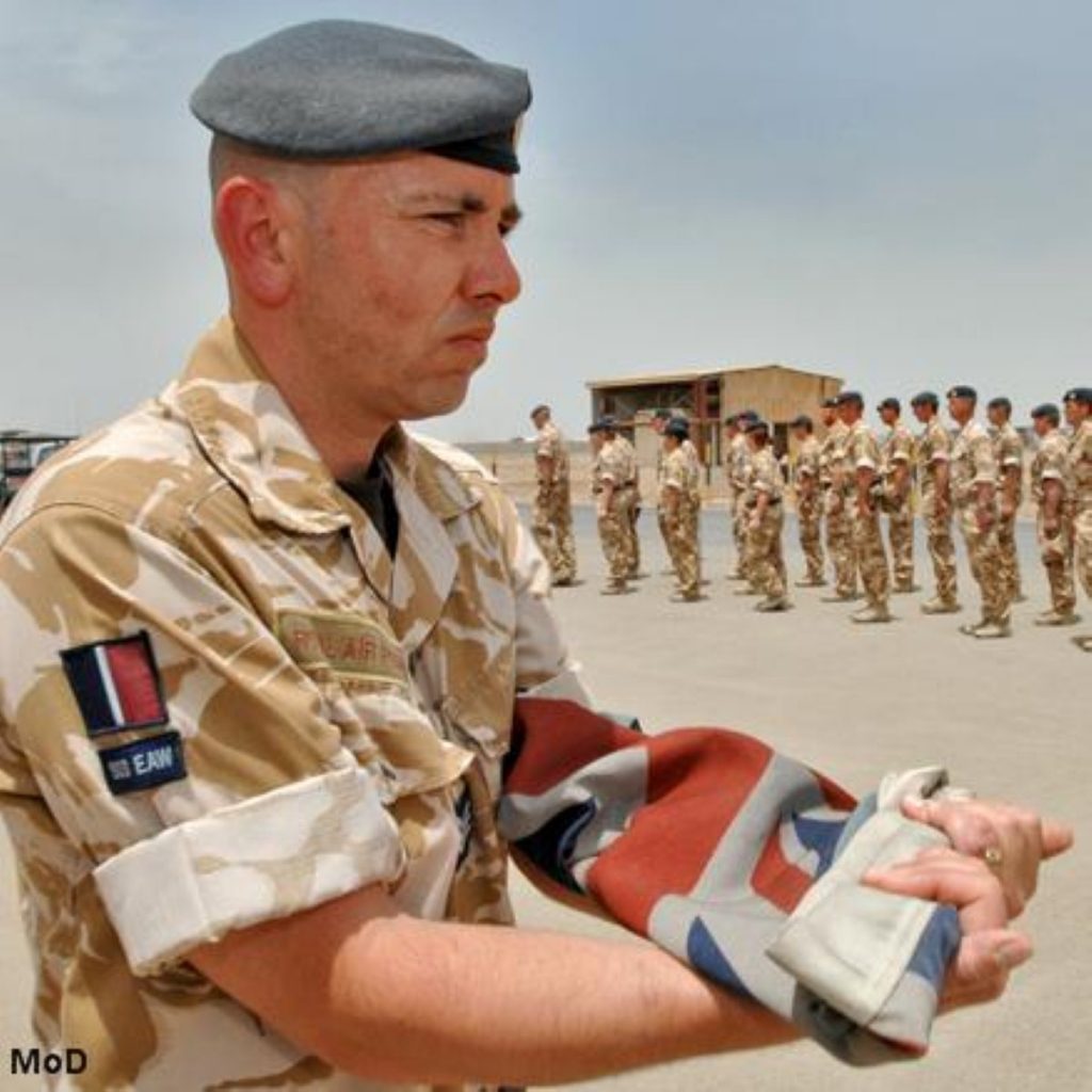The RAF flag comes down in Iraq. Today's session will hear from the only civil servant to resign over the war.