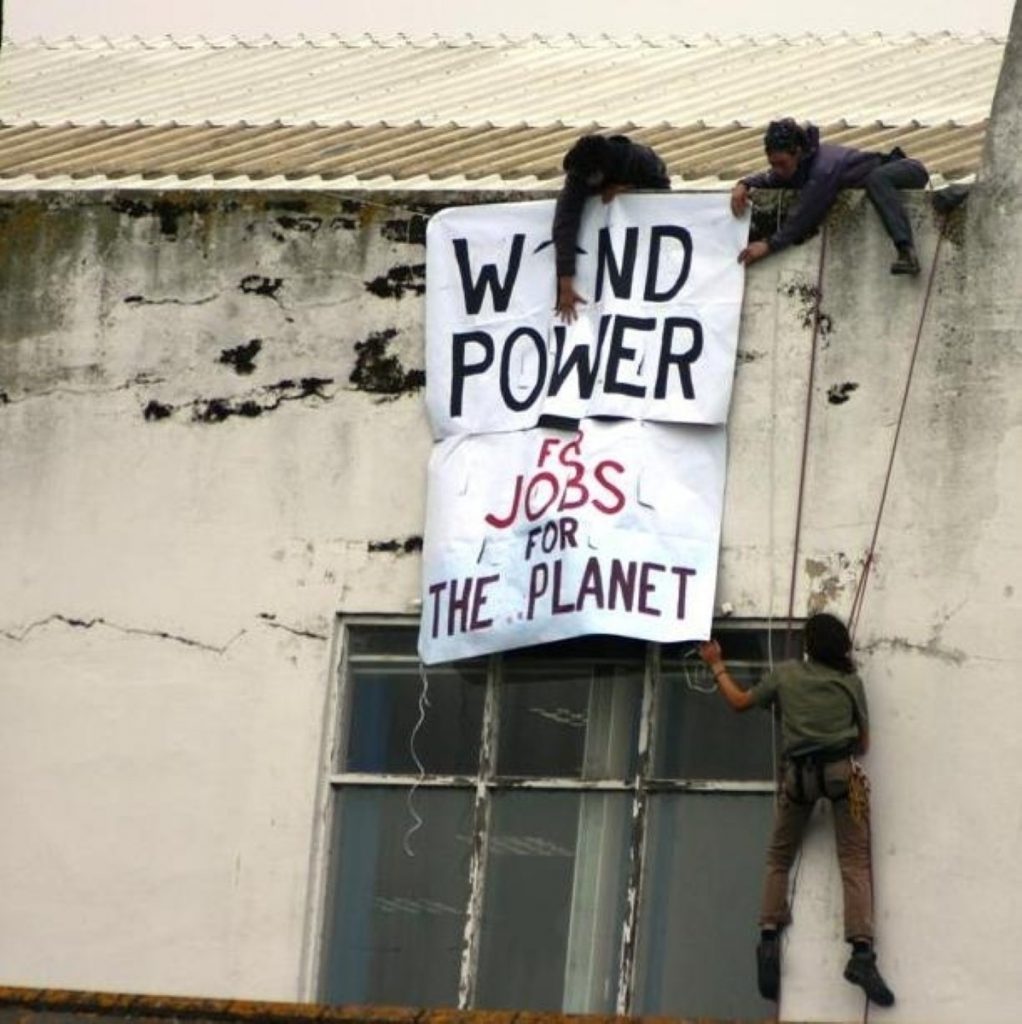 Protesters occupy a Vestas plant on the Isle of Wight.