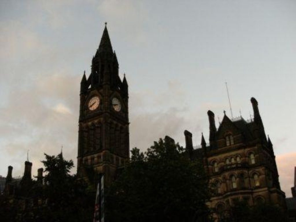 Manchester town hall, where the city council leader has stepped down after being cautioned for assault