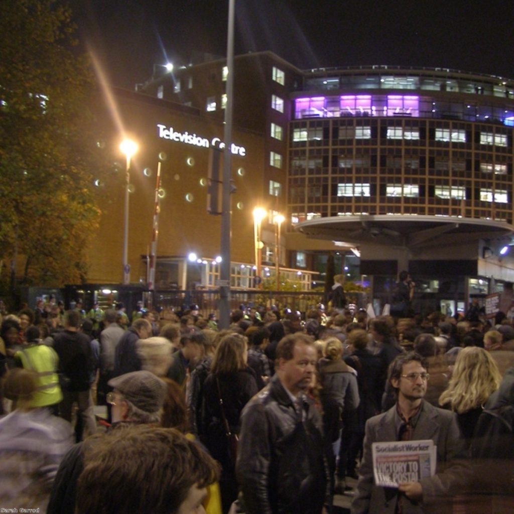 Protests outside the BNP when leader Nick Griffin appeared on Question Time