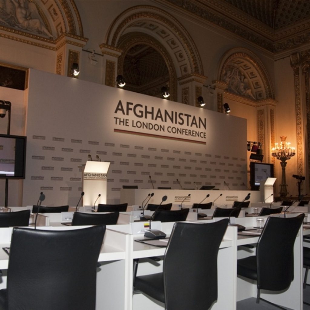 The main conference room in Lancaster House, central London