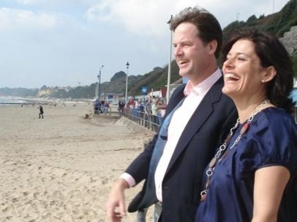 Nick Clegg and Miriam Gonzalez Durantez enjoy the fresh air at the 2008 Liberal Democrat conference