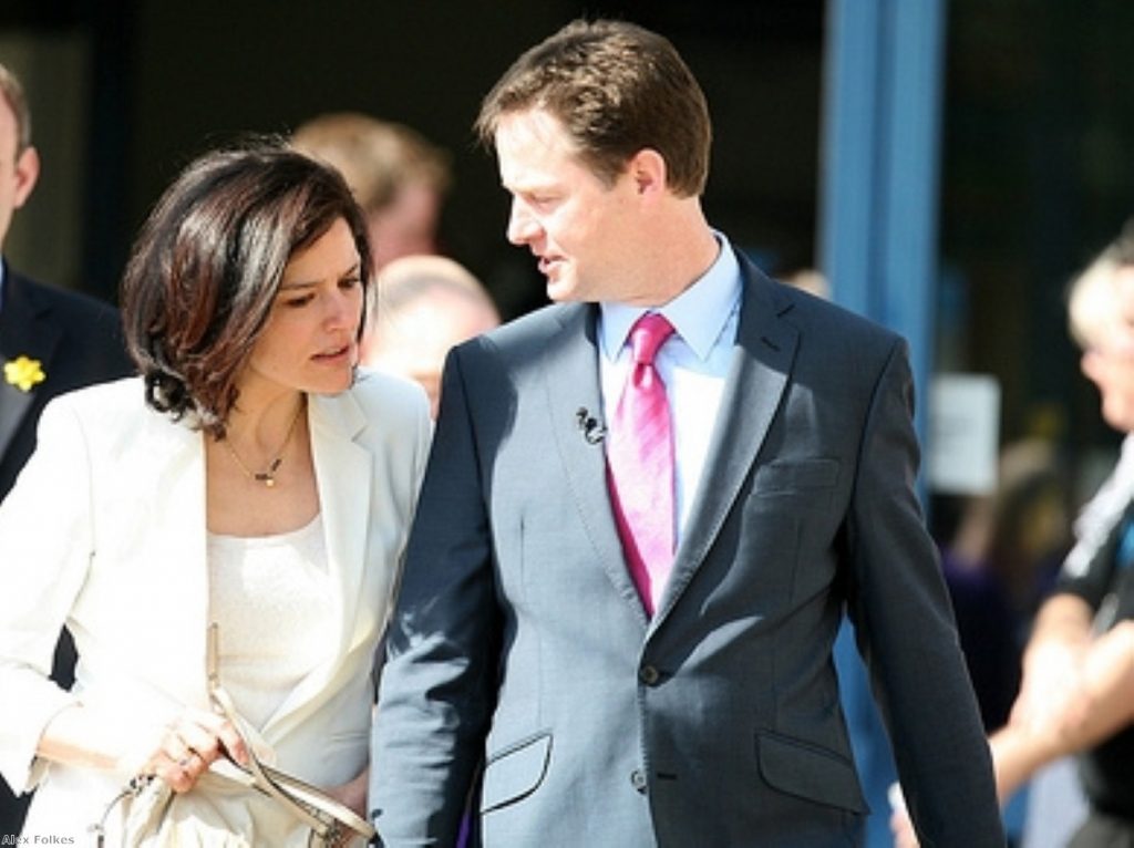 Nick Clegg has been accompanied by his wife Miriam during weekends in the 2010 campaign