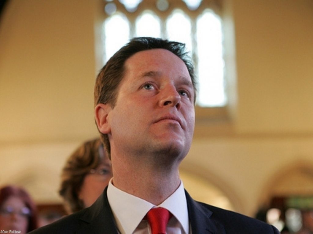 Nick Clegg in Christ Church, New Malden, today where he talked on international development issues.