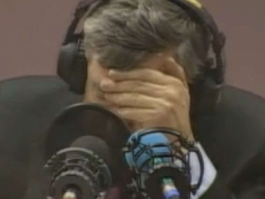 The prime minister looks a broken man during a radio interview