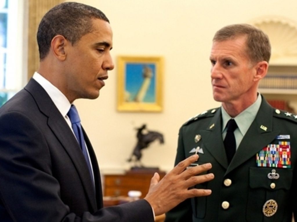 Obama and McChrystal during one of their 'photo-ops'