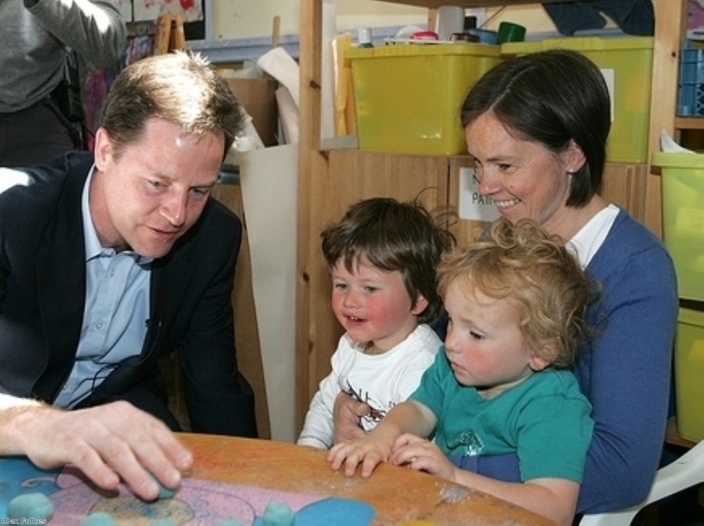 Nick Clegg visits a playgroup during the 2010 election campaign