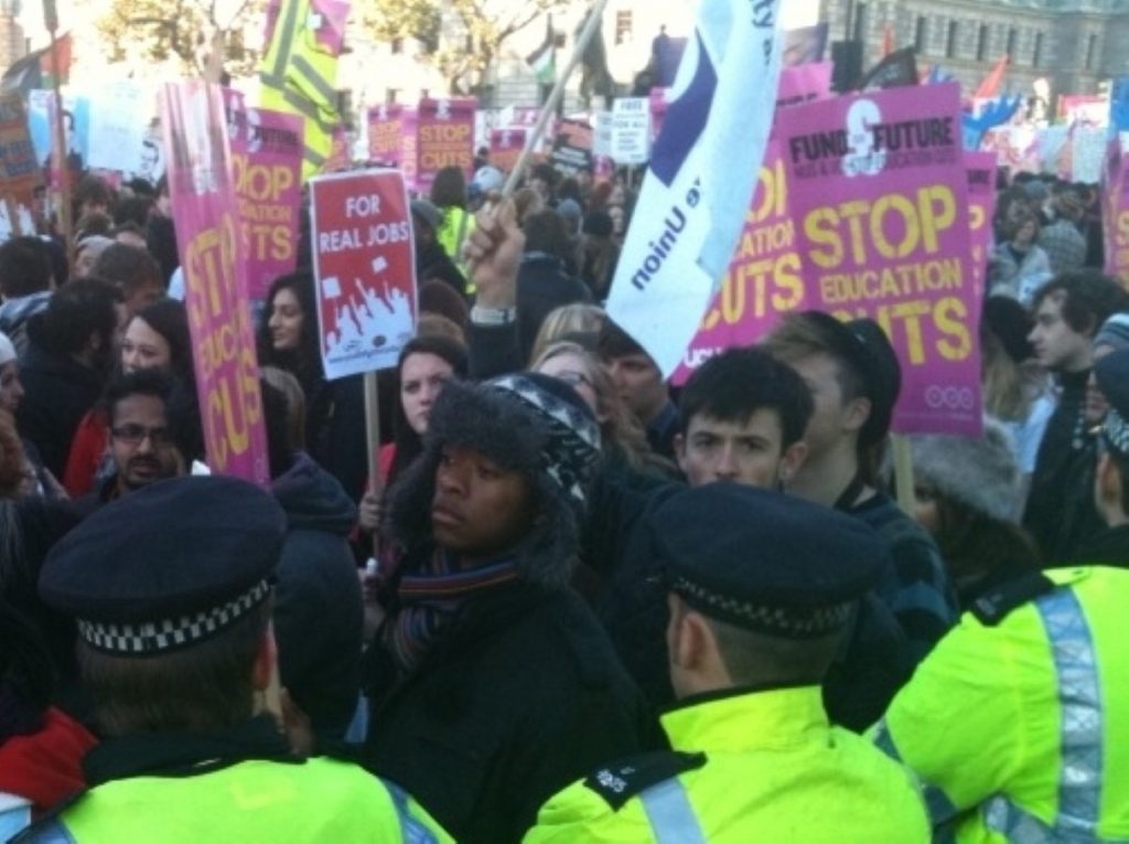 The IPCC are investigating allegations that a student was falsely arrested at a fees protest.