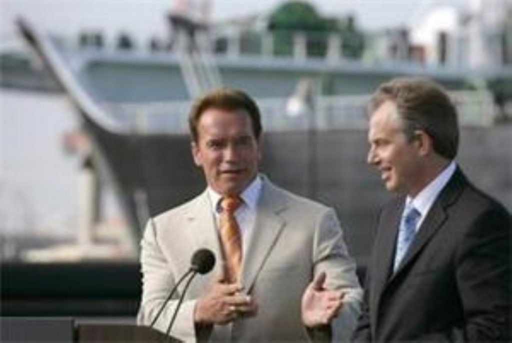 Arnold Schwarzenegger met with Tony Blair last year to discuss the lowering of carbon emissions