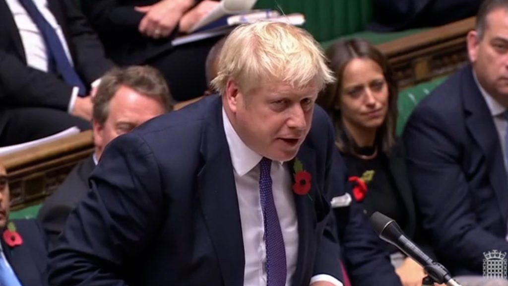 Boris Johnson stands at the despatch box of the House of Commons
